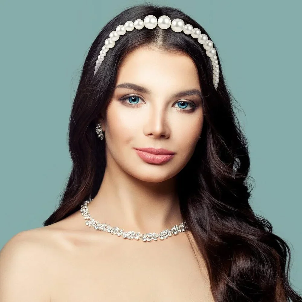 Pearl Headbands Faux Pearl Rhinestones Hairbands Bridal Accessories Women - Picture 4 of 6